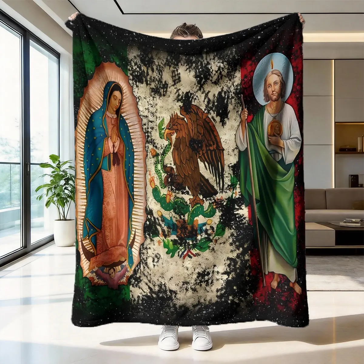 Mexican Faith End Ultrafine Fiber Beach Towel, Quick-Dry Vintage Style Bath Towel, Anti-Wrinkle Easy Clean, Camping Towel