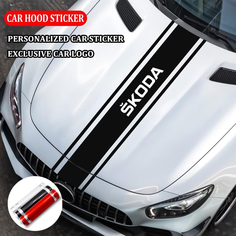 Skoda Car Model Specific Hood Decal Sticker, Classic Logo, Thin Film Material, Non-Damaging Original Paint Accessory, Car Decals
