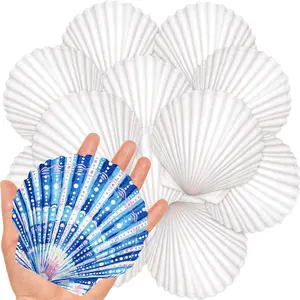 20Pcs 4-5 Inch Large Scallop Shells for Crafts, Natural White Scallop Shells for Baking, Painting, DIY Crafts, Decoupage, Beach Wedding Decor, Large Seashells Bulk for Home