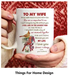 To My Wife Coffee Mugs, Lucky Cardinal Gifts, Married Mug, Gift from husband, Anniversary Gift, Wife Lover Gift, Valentine Gifts For Wife