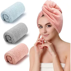 3 count Microfiber Hair Towel, Hair Wraps for Women Wet Hair,  Drying Hair Turban, Anti Frizz  Towels Wrap for Curly Hair (Grey, , Blue)