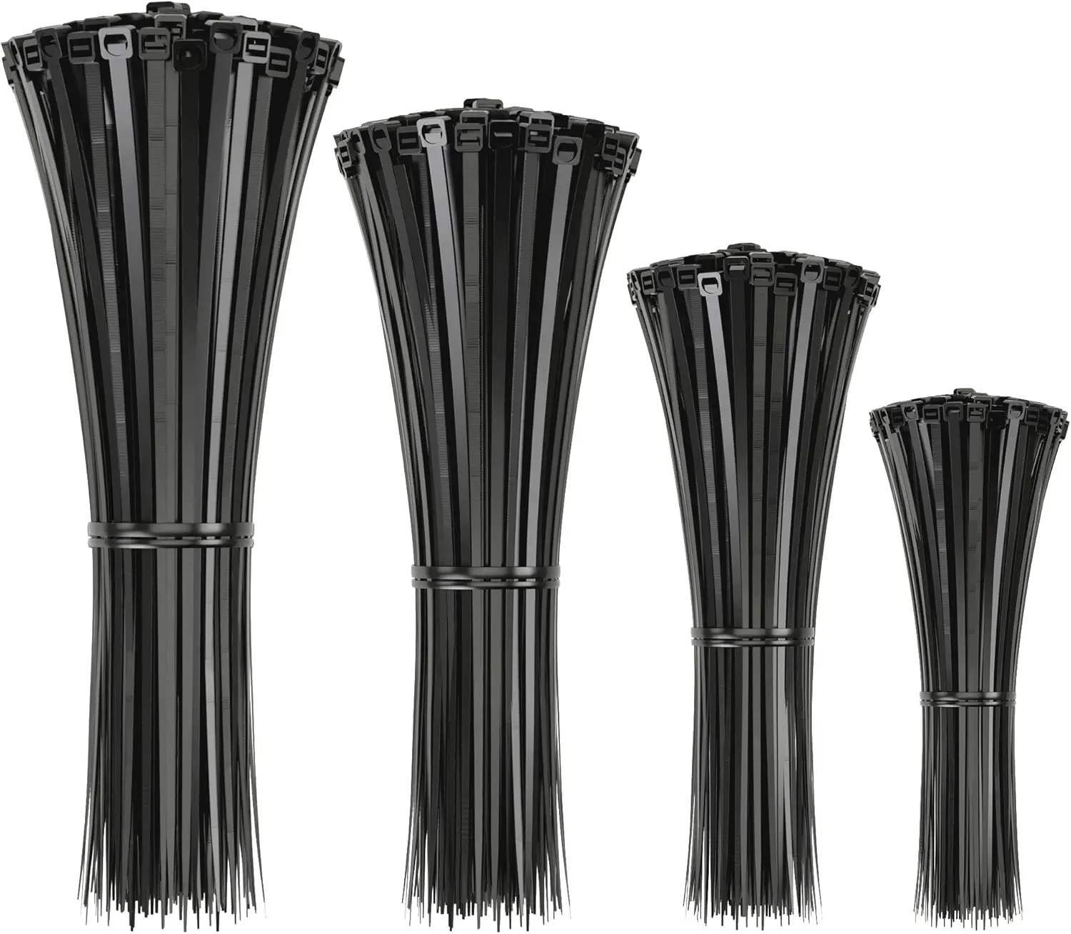 Zip Ties, 400 Pack Black Assortment Of Sizes 12+8+6+4 Inch, Multiple Uses Self-Lockable Nylon  Cord Management Purpose, Plastic Wire Ties for House, Workplace, Yard, Garage
