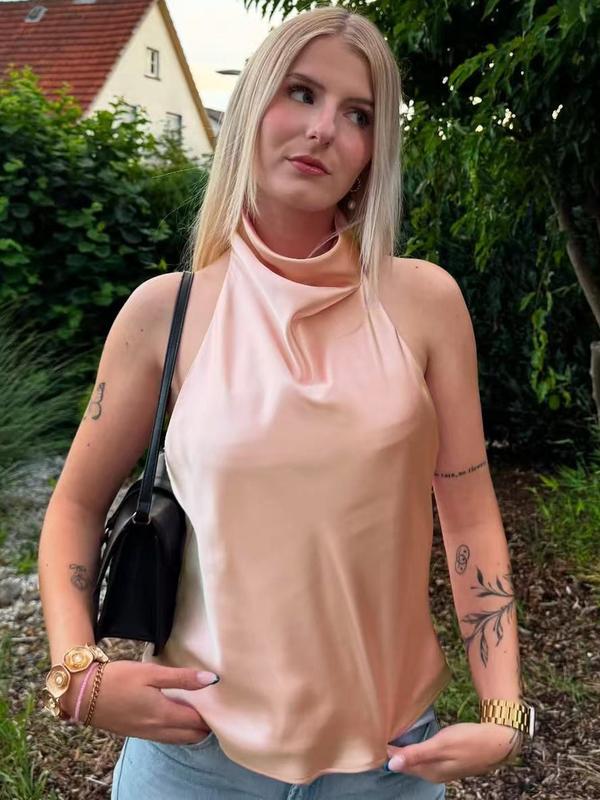 Sexy Satin Halter Top Women Corset Tanks & Camis Backless Crop Top Woman y2k Sleeveless Tank Tops Ladies Fashion Black White Orange Pink Yellow Brown Top Casual Vacation Top Sexy Satin Halter Top Women Corset Tanks & Camis Backless Crop Top Woman y2k Sleeveless Tank Tops Ladies Fashion Black White Orange Pink Yellow Brown Top Casual Vacation Top