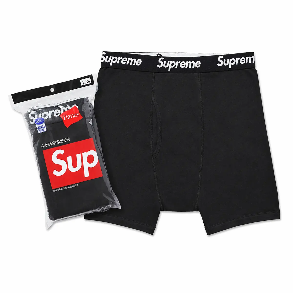 Supreme Hanes Boxer Briefs (4 Pack) Black Supreme Hanes Boxer Briefs (4 Pack) Black