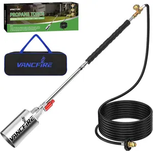 Propane Weed Burner Kit with Bag, Duty High Output Blow Flamethrower with Self Igniter & 10FT Hose for, Roofing, Ice Melting, Road Marking,Charcoal (34")
