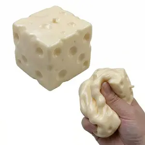 2026 New Texture Cheese Cube Squishy Toy, Crunchy Sound Crispy ASMR Squeeze Fidget Toy, Soft Stress Relief Sensory Toy, 7x7cm, 1pc