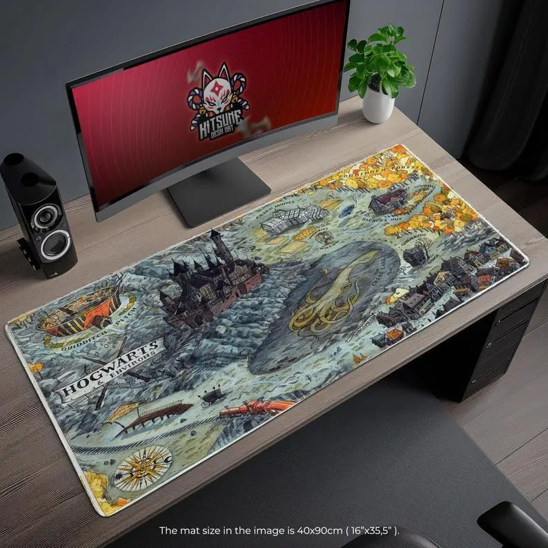 Hogwarts Map Mouse Pad, Wizarding World Desk Mat, Magical Castle Table Mat