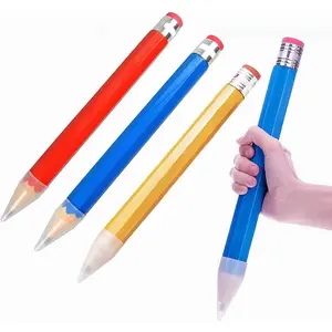 13.3'' Wooden  Pencils, Giant Pencils Funny Big Novelty Pencil With Cap For School  Office Prop Supplies (Red)