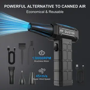 Compressed Air Dust Blaster, Brushless Motor, Three Adjustable Settings, Rechargeable Mini Air Compressor, Ideal for PC, Car, Outdoor Use, Usb Rechargeable Blower