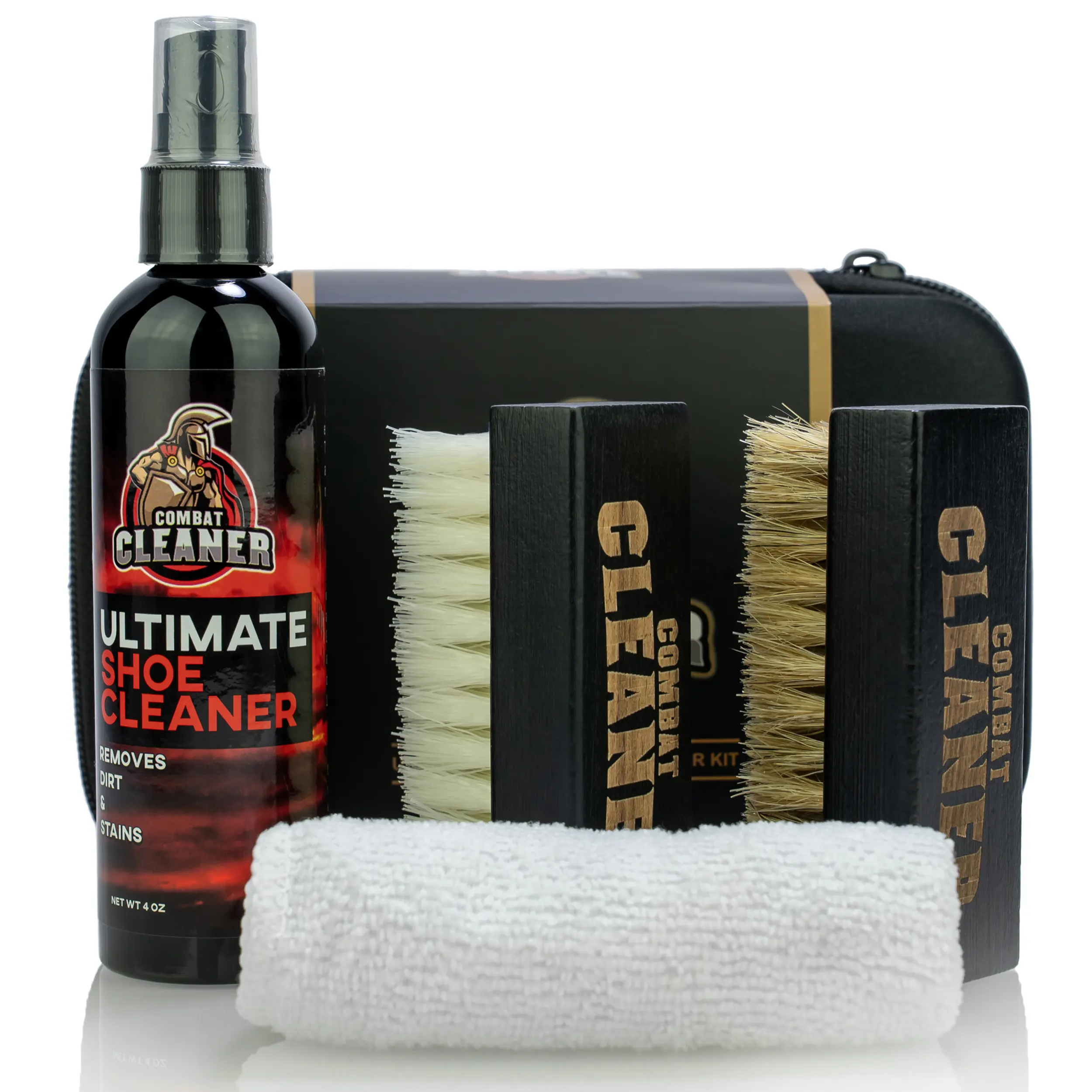 Combat Cleaner - Shoe Cleaner Kit - 4-Piece Footwear Care Bundle - Cleaning Supplies for Sneakers.