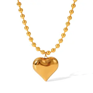 BIG HEART NECKLACE Gold Plated Chain Gold Statement Chain gifts for women