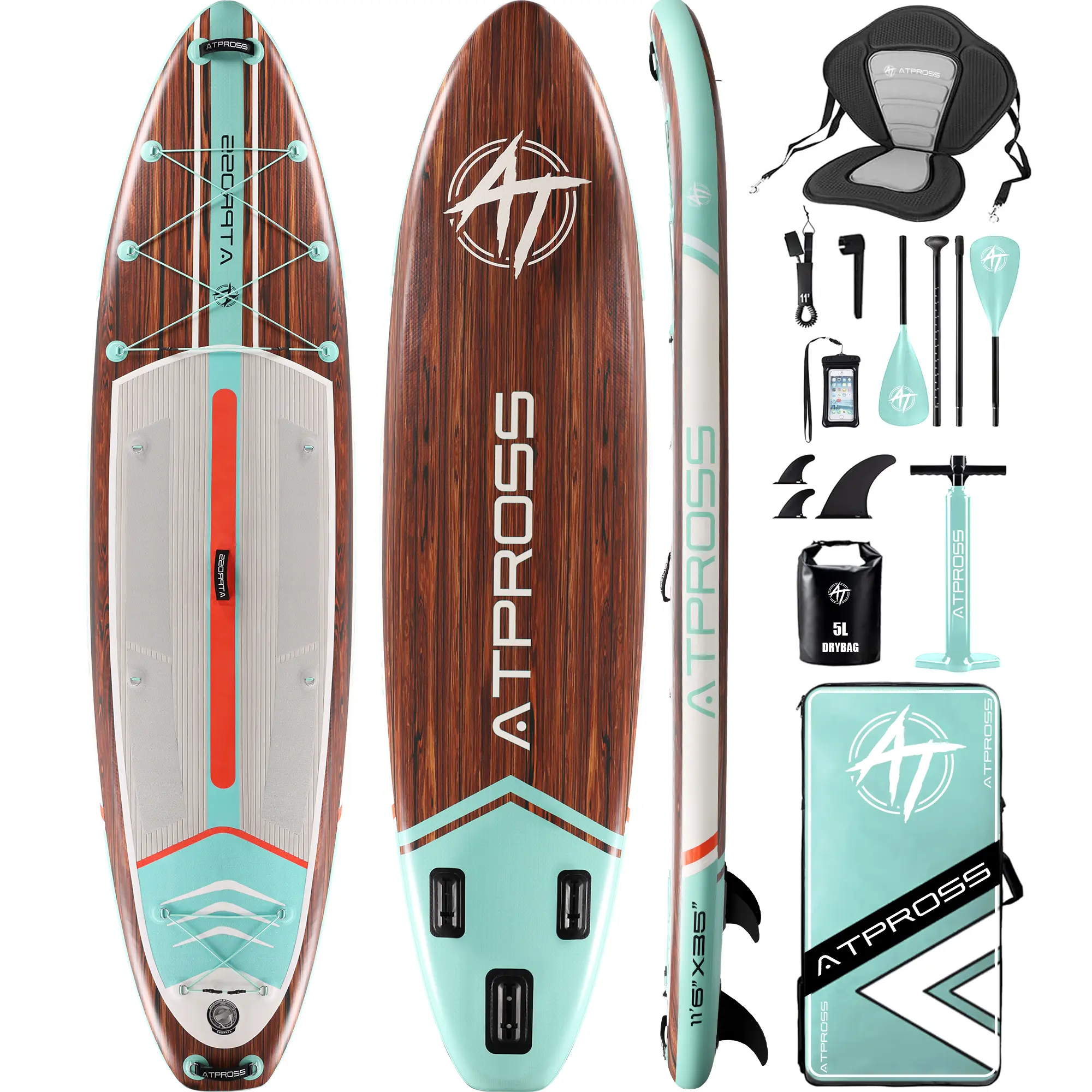[DealsForYouDays] 11'6"×35" Inflatable Stand Up Paddle Board, 450LBS Capacity, Premium SUP with Kayak Seat for Paddling, Fishing, Yoga & Kayak, Wide Non-Slip Deck, Double-Ended Paddle, Two-Way Pump & Full Accessories