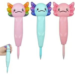 Axolotl 8” Squishy Pen 3 Pack - Colorful Squishy Pens for Anxiety, ADHD, Office, School, Party Favors, Prizes, and More