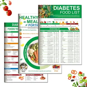 List & Meal Planner - 3 Pack Laminated Charts with 400+ Foods, Glycemic Index (GI), Carbs & Calories Guide, Easy-to-Read Meal Planning for Type 1 & Type 2