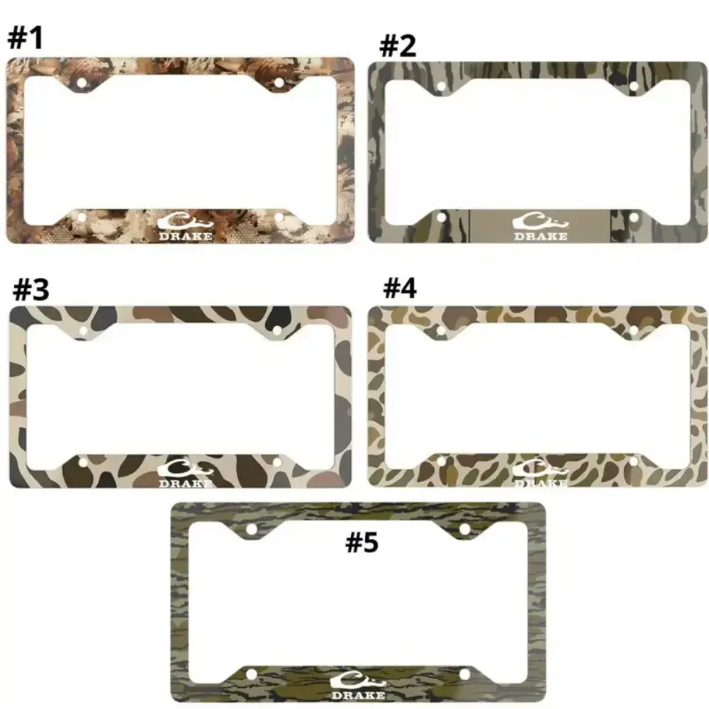 Drake Bottomland Camo Metal License Plate Frame, Truck Car Tags, 100% Aluminum, Car Decor Gift, Car Accessories