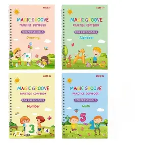Reusable Magic Practice Book Set, Includes 4 Books, 1 Pen, 10 Erasable Stickers, Ideal for Writing, Parent-Child Education, Visual Learning Tools, Learning Materials, Unisex