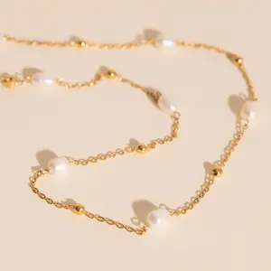 Mini Pearl Chain Necklace (18")