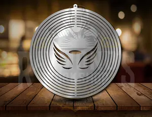 RPM Wings and Halo Wind Spinner - Durable Steel Outdoor Decor with Metal Swivel Hook & Mesmerizing Spinning Effect - Available in Small & Large Sizes