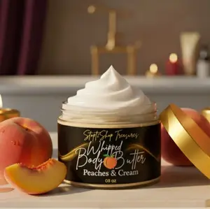 Peaches & Cream Whipped Body Butter - Fresh Peach & Rich Cream Formula for 24-Hour Hydration & Silky Smooth Skin