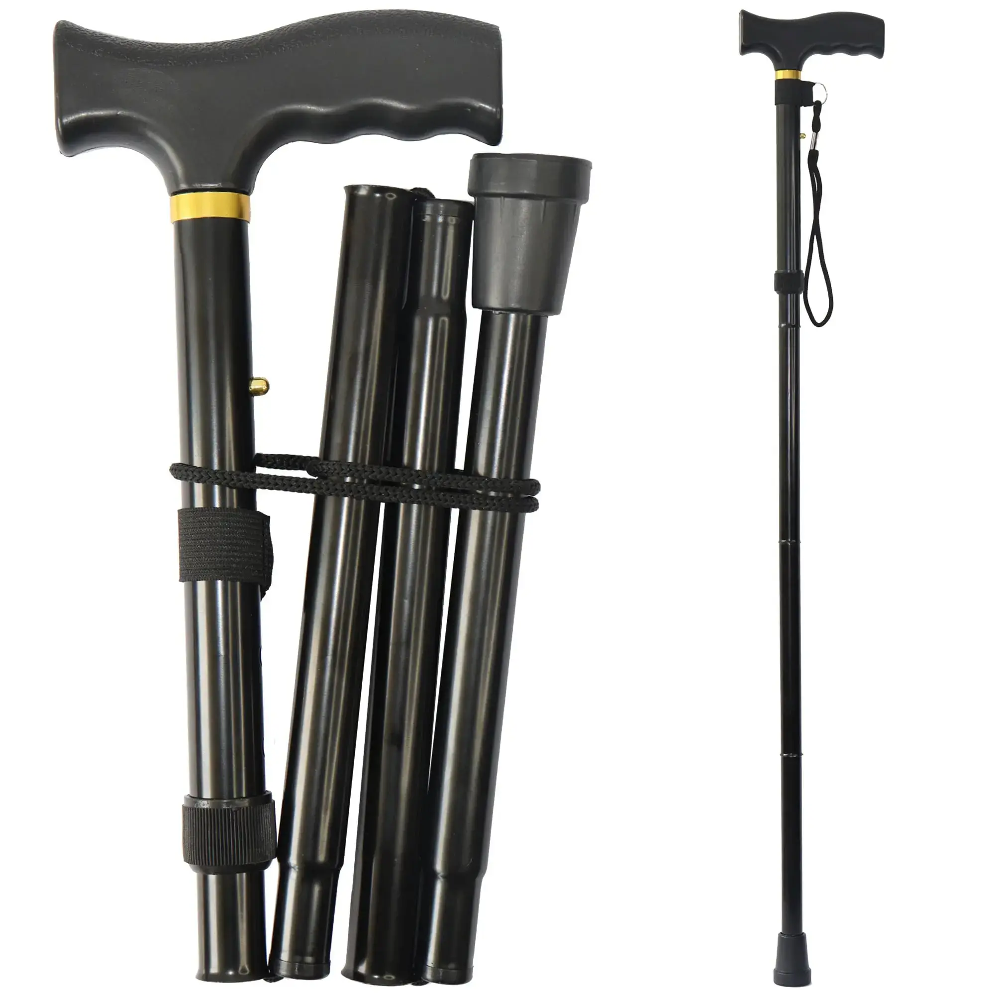 Folding Cane - Foldable Walking Cane with Adjustable Height - Collapsible and Lightweight - Soft Ergonomic Handle for Comfortable Grip - Portable Walking Stick for Mobility Aid