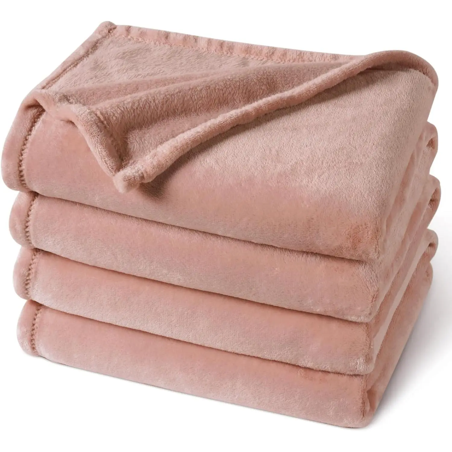 Plush 300GSM Ultra King Size Blanket - 108"x90" Rose Pink, No Shed, No Pilling, Lightweight, Durable, Fade Resistant - Machine Wash, Iron If Required - For Adults, Couch, Sofa - All Seasons, Camping