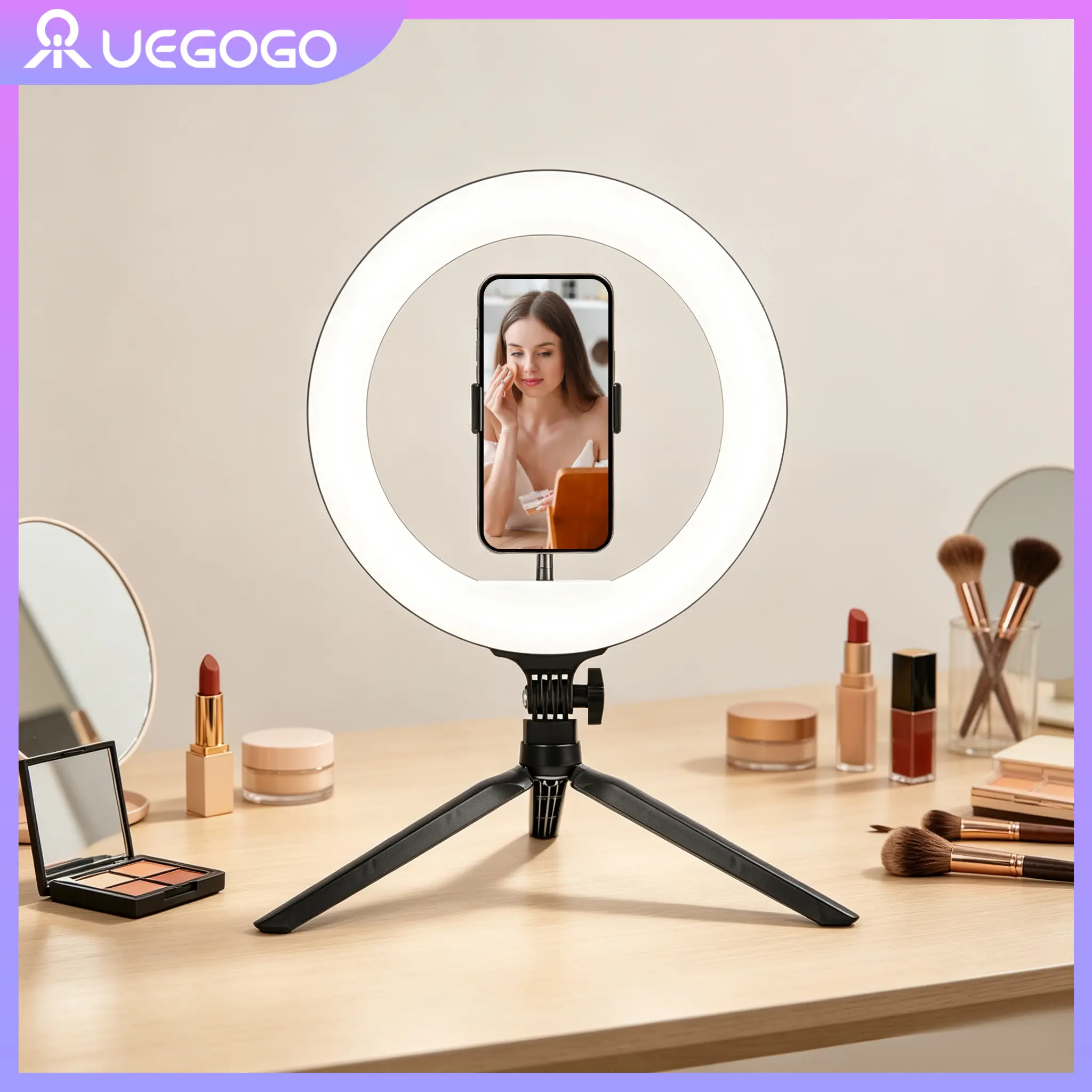 12" Selfie Ring Light with Tripod Stand & Phone Holder, USB Powered Portable LED Fill Light for Live Streaming, Videos, Makeup Tutorial, Makeup, Photography, Vlogging, and Mobile Phone Accessories