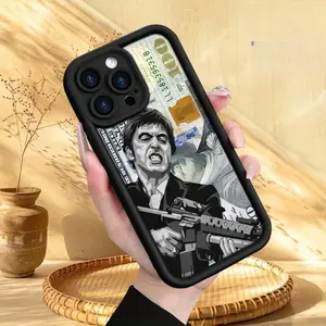 Creative Scar Face Painted Pattern Case for iPhone 1716 15 14 Pro Max 13 12 11 XR XS E Plus Shockproof Drop Protection Rugged Durable Silicone Cover