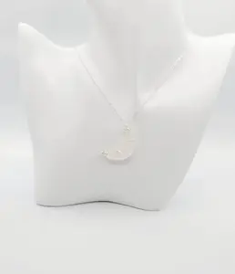 Clear Quartz Crescent Moon Necklace: Sterling Silver Wire Wrapped Crystal