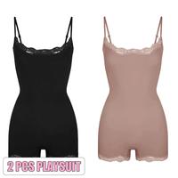 2pcs Playsuit(Black/Sienna)