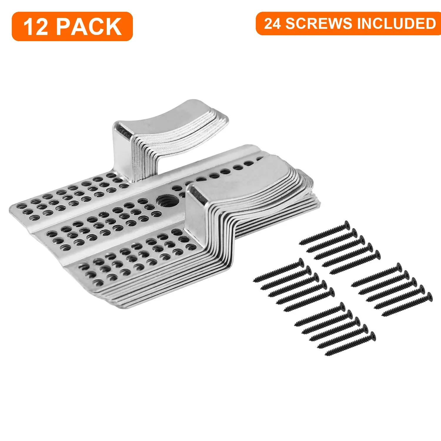 12-Pack ½-Inch Stainless Steel Drywall Repair Clips + Screws Kit, Corrosion-Proof Metal-Backed for DIY Users, Easy-Install, No Backer Board Needed, 24 Screws Included for Home Renovation