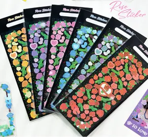 Rose deco Sticker Sheet - Set of 5 Floral Stickers with Assorted Colors and Designs