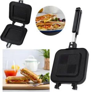 Non-stick Sandwich Pan, 1 Count Multifunctional Double-sided Sandwich Frying Pan, Household Breakfast Pan, Outdoor Camping Baking Pan, Grill Pan, Nonstick Egg Pan