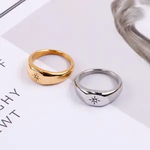 Sun Signet Stainless Steel Ring for Men and Women - Minimal Style Statement Unisex Jewelry, Handcrafted & Durable - Edgy E-Boy Aesthetic