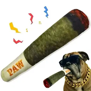 Dog Joint Toys Funny Interactive Dog Cigar Design Plush Squeaky Pet Toys Grinding Teeth Creative Chew Toy for Small Medium Dog NONE