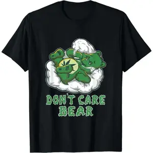 Unisex Fun Bear 420 Theme Cotton Short Sleeve T Shirt Featuring Playful Marijuana Design Ideal Gift