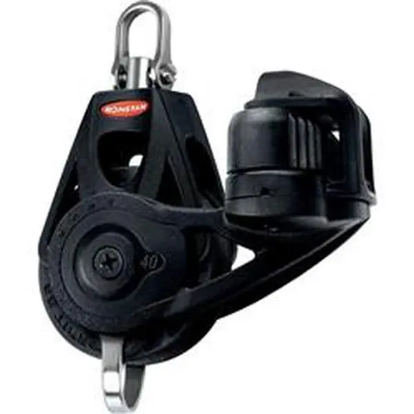 Ronstan RF45130 Model Single Becket Cleat Swivel Head Series Orbit Block - 40 Ball Bearings, 0.35 lbs, for Water Sports, Kayaking, Kayak Accessories, 2-Stage Orbital Ball Bearing System, Backstay, 5M (16Ft) On Small Boats