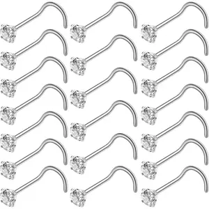 Nose Rings, Titanium Steel Nose Piercings Stud  for Women Men Cubic Zirconia Imitation