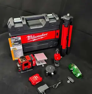 Milwaukee Laser Level Kit, Self-Leveling 360° Cross Line Laser Level Tool Set with Tripod & Carry Case for Construction, Home Renovation & Professional Use
