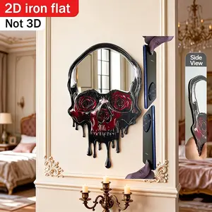 Gothic Skull Rose Wall Decor, Lightweight Wooden Frame, UV Printed, Creative Gift for RV Bedroom Bathroom Patio