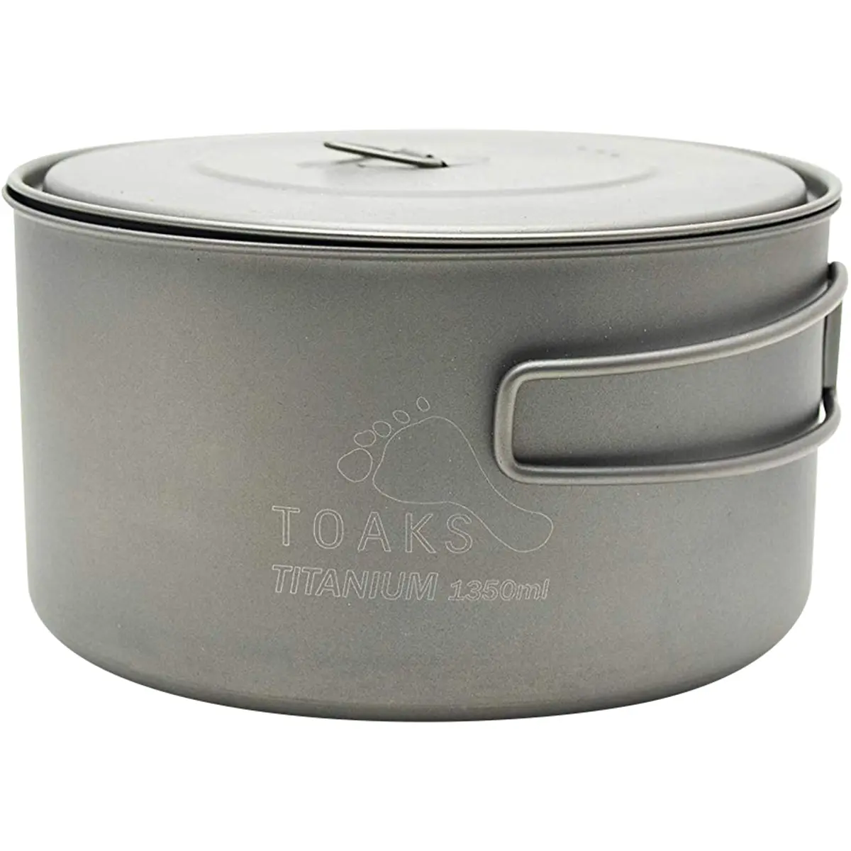 TOAKS Titanium 1350ml Outdoor Camping Cook Pot POT-1350, Strong, Ultralight Kit with Foldable Handles, Corrosion-Resistant, Leaves No Metallic Smell or Taste, Durable