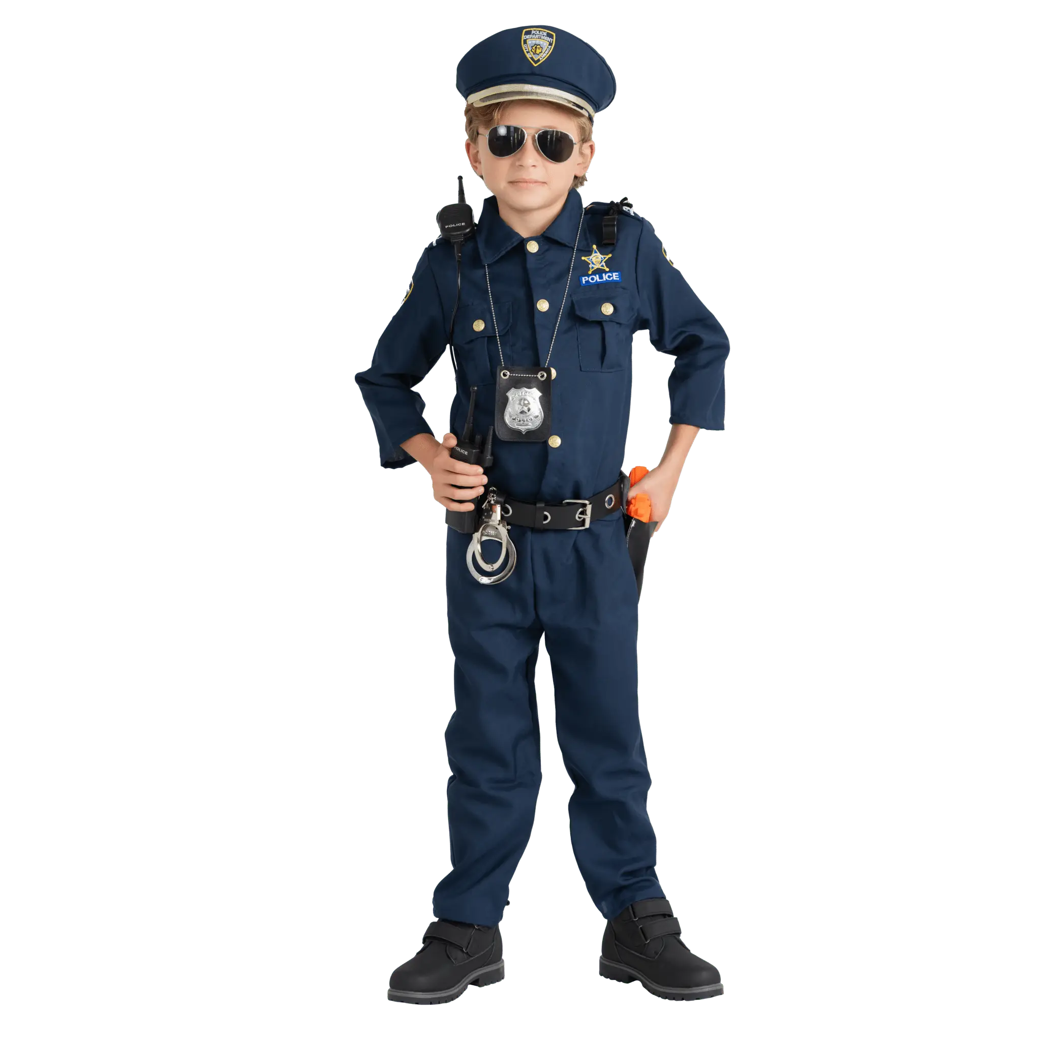 Police Officer Costume Set For Kids - Cop Uniform with Shirt, Pants, Hat, Belt,...
