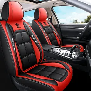 OTOEZ Universal 2/5 Seats Car Seat Covers Full Set in Black & Red PU Leather Fit for Most Cars & SUVs Waterproof Protection with Storage Pockets luxury