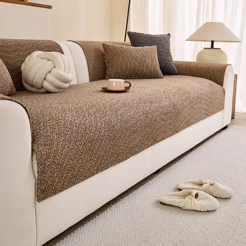 Pure Color Soft Chenille Sofa Cover, Sofa Slipcover, Sofa Couch Covers, 1 Count Non-Slip Cushion, Dense Texture Touch, Machine washable, Pet Friendly, Perfect for Bedroom Office Living Room