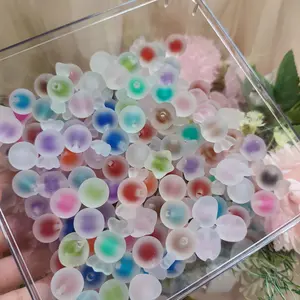Sage(10771)gc.A51-Mix Styles Matte Frosted Beads with Colorful Inner Core 5pcs per Bag
