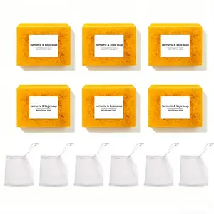 Lemon Turmeric Kojic Soap,Natural Handmade Soap,Turmeric Soaps Bar for Face and Body, Smooth Skin Tumeric Soapes,Deep Cleansing Soaps for Men & Women
