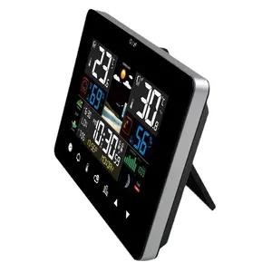 Color Screen Touch Weather Clock, Large Display, Touch Operation, Real-Time Temperature Humidity Monitoring, Accurate Weather Forecast