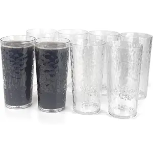24-Ounce Plastic Tumbler  Drinking Glasses,  Plastic Cups, Stackable, , Shatter Proof, Dishwasher Safe, Set of 8 (Clear)