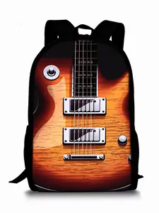 Glossy Guitar Print Single-layer Backpack