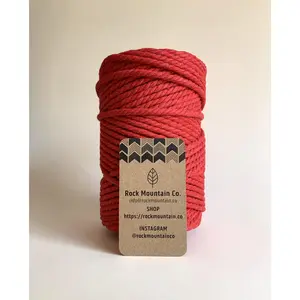 5mm 3 Ply Macrame Cord 3 Strand Twisted Cotton Craft Rope - Red Fiber Art String