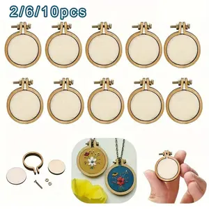 Small Wooden Embroidery Hoops for DIY Crafts, 25mm Cross Stitch Frames with Metal Rings, Perfect for Hand Embroidery, Sewing, Fabric Painting, Jewelry Making